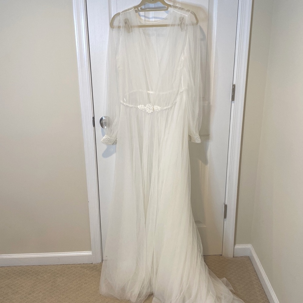 Sheer Wedding Dress Duster with Long Sleeves